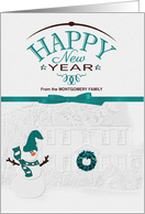 Happy New Year Custom Front Snowman card