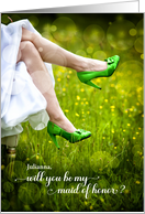 Best Friend Maid of Honor Request Green Wedding Shoes Custom card
