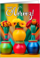 Norooz Persian New Year Colorful Vases and Flowers card