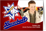 Sports Themed Baseball Thank You with Child’s Photo card