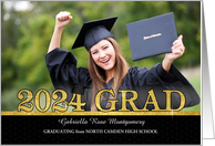 Class of 2024 Graduation Announcement Grad’s Photo Gold Bling card
