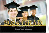 Class of 2024 Graduation Party Invitation Grad’s Photo Gold Bling card