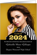 Class of 2024 Graduation Announcement Grad’s Photo Gold Bling card
