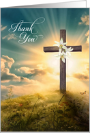 Funeral Sympathy Thank You Christian Cross on a Hill card