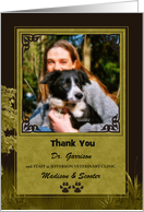 Veterinarian Thank You in Shades of Green with Pet’s Photo Blank card