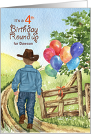 4th Birthday Party Invitation Cowboy Western Theme with Name card