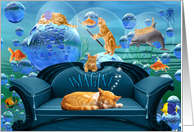 Missing You Tabby Dreams Underwater Adventure for Cat Lover card