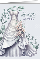 Maid of Honor Thank You Pale Lavender Dress and Eucalyptus card