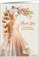 Maid of Honor Thank You Peach and Golden Gown card