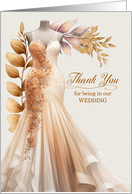 Thank You for Being in Our Wedding Peach and Golden Gown card