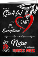 Nurses Week Grateful Heart Red and White Rose Chalkboard Theme card