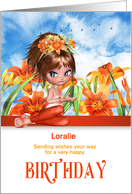 Young Girl’s Birthday Orange and White Lily Garden with Custom Name card