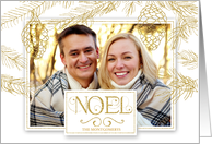 Golden Pines Christmas Photo with Noel Typography card