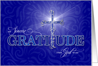 Christian Sympathy Thank You Blue and Silver Gratitude and Cross card