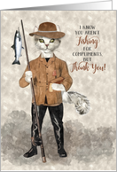 Funny Fishing Themed Thank You with Hipster Cat Fisherman card