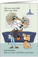 for Granddaughter Teen or Tween Missing You Cute Girl and Dog card