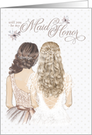 Maid of Honor Request Taupe and White card