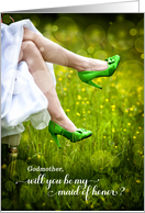 Godmother Maid of Honor Request Green Wedding Shoes card