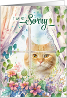 I’m Sorry Cat in a Garden Window card