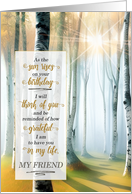 For Friend’s Birthday Sunrise Birch Forest card