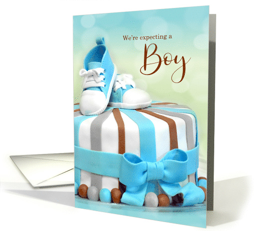 We're Expecting a Baby Boy Blue and Brown Cake card (430602)