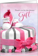 Baby Shower Thank You Pink Striped Cake card
