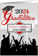 Class of 2024 Graduation Party Invitation in Red with Graduates card
