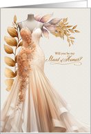Maid of Honor Rquest Peach and Golden Gown card
