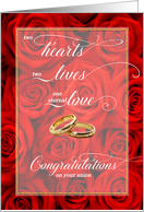 Lesbian Couple Union Congratulations Red Roses Two Brides card