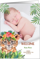 Baby Birth Announcement with Photo Gender Neutral Jungle Theme card