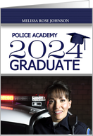 Police Academy Graduate Class of 2024 Navy Blue Grad’s Photo card