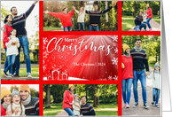 Christmas Red and White with Six Custom Photos card