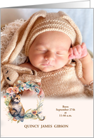 Letter Q Birth Announcement Boho Woodland Theme Custom card