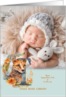Letter T Birth Announcement Wildlife Theme Custom card