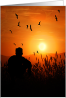 Male Silhouette Sunset Mountain Scenic Blank All Occasion card