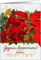 Custom French Birthday Poinsettias for December card