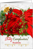 Custom Spanish Birthday Poinsettias Feliz cumpleaos! card