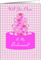Bridesmaid, Wedding Party Invitation, Floral Cake card