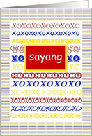 Sayang, Love with Hugs and Kisses (blank Inside) card