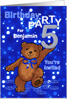 5th Birthday Teddy Bear Invitation for Boy, Custom Name card