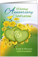 37th Anniversary Party Invitation Yellow Flowers, Custom Name card