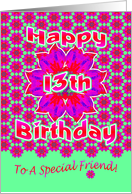 Friend 13th Birthday Bright Pinks card