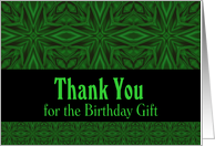 Birthday Gift Thank You Green Satin Abstract card