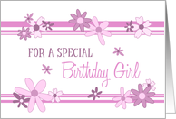 Birthday for Girl, pink flowers card