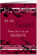 Red Floral Engagement Party Invitation Card