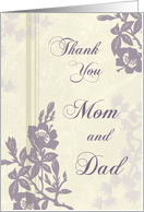 Purple Flowers Parents Wedding Thank You Card