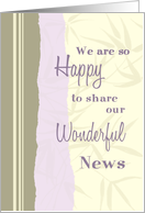 Beige and Lavender Just Married Announcement Card