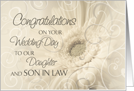 Beige Floral Swirls Congratulations Daughter and Son in Law Wedding Card