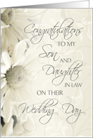 White Flowers Wedding Congratulations Son and Daughter in Law Card