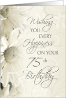 Happy 75th Birthday Card - White Flowers card